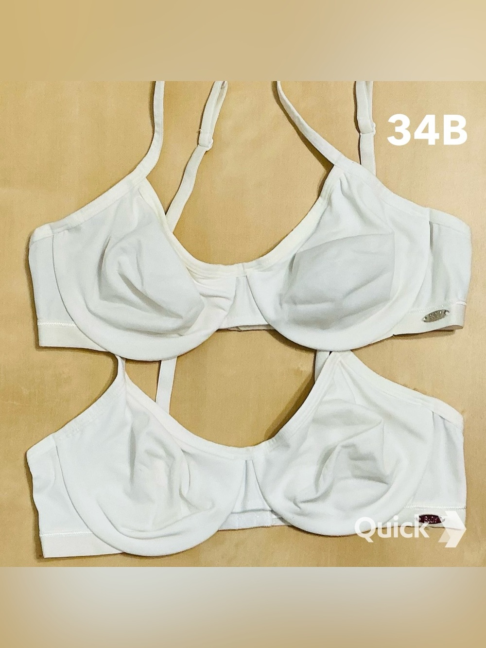 34B - New White Soft Cup Underwire Bras - 2 pcs set